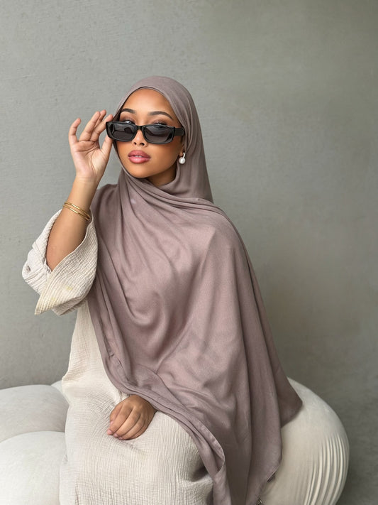 Deep Taupe Modal Hijab Set