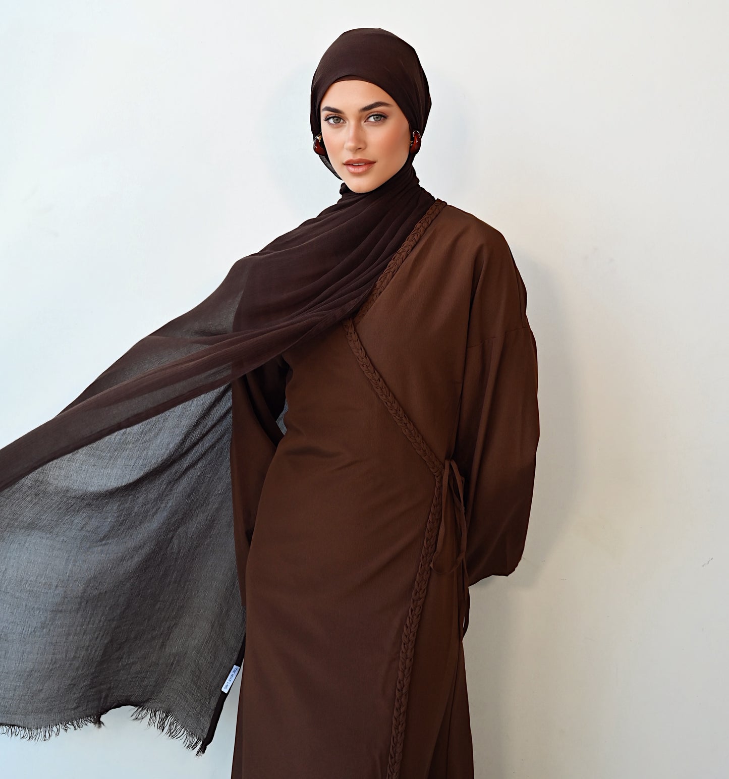 Chocolate truffle Soft crinkle Hijab set