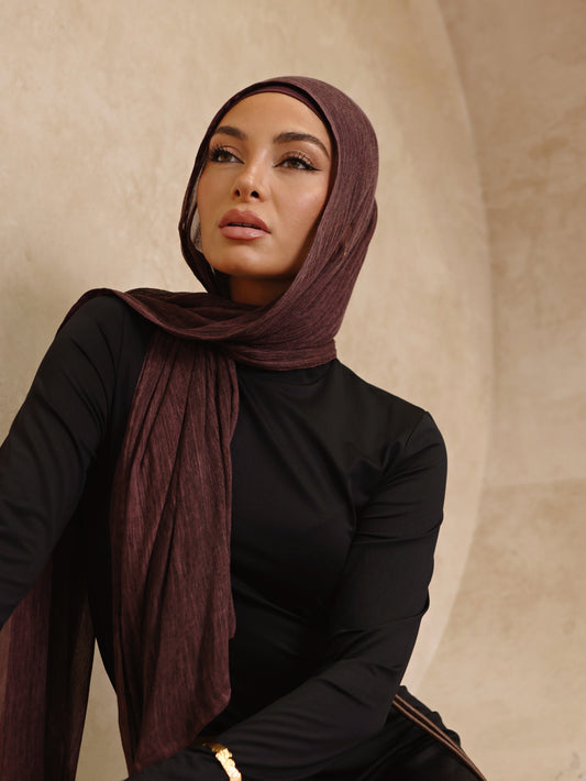 Plum Textured Hijab Set