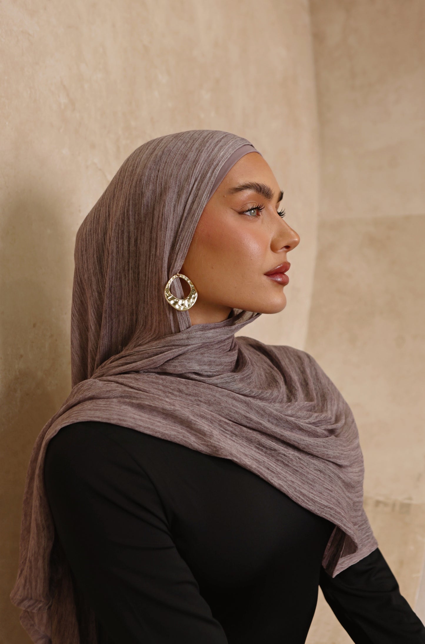 Mauve Textured Hijab Set