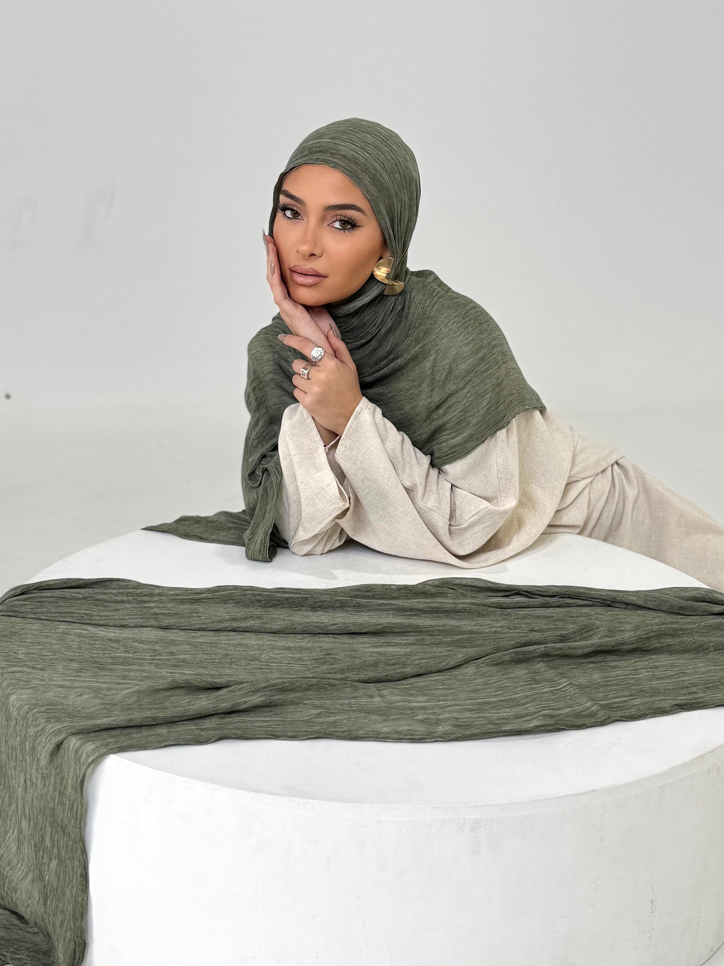Sage textured hijab set