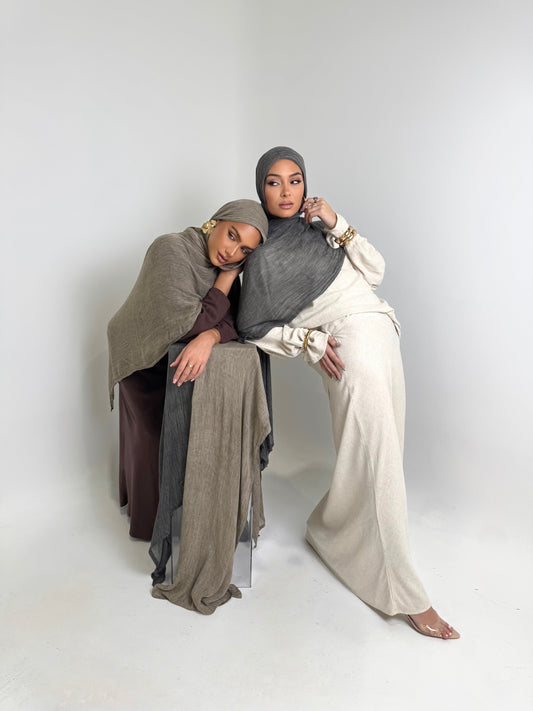 Greige textured hijab set