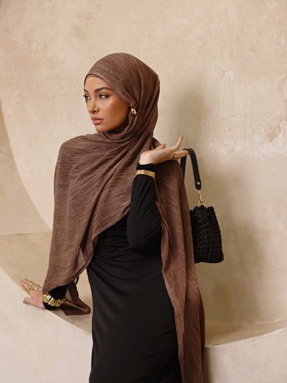 Berry brown Textured Hijab Set
