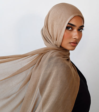 Toffee Soft crinkle Hijab set