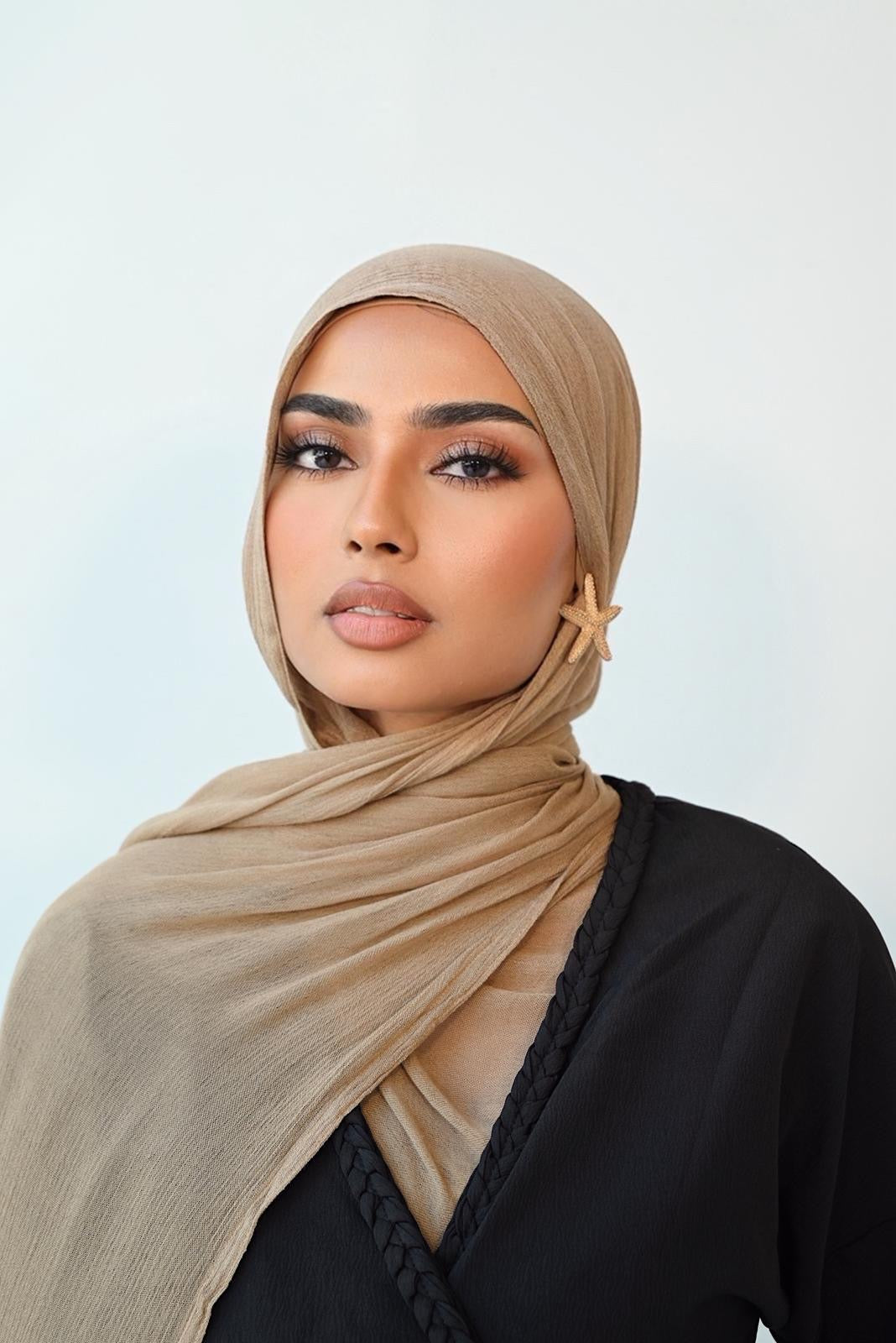 Toffee Soft crinkle Hijab set