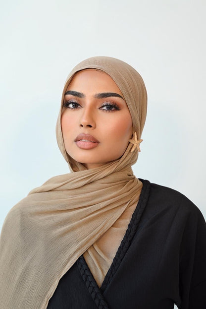 Toffee Soft crinkle Hijab set