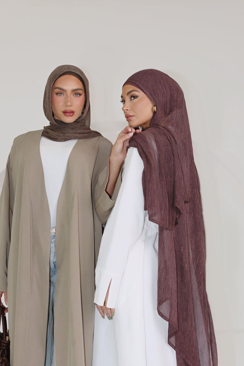 Plum Textured Hijab Set