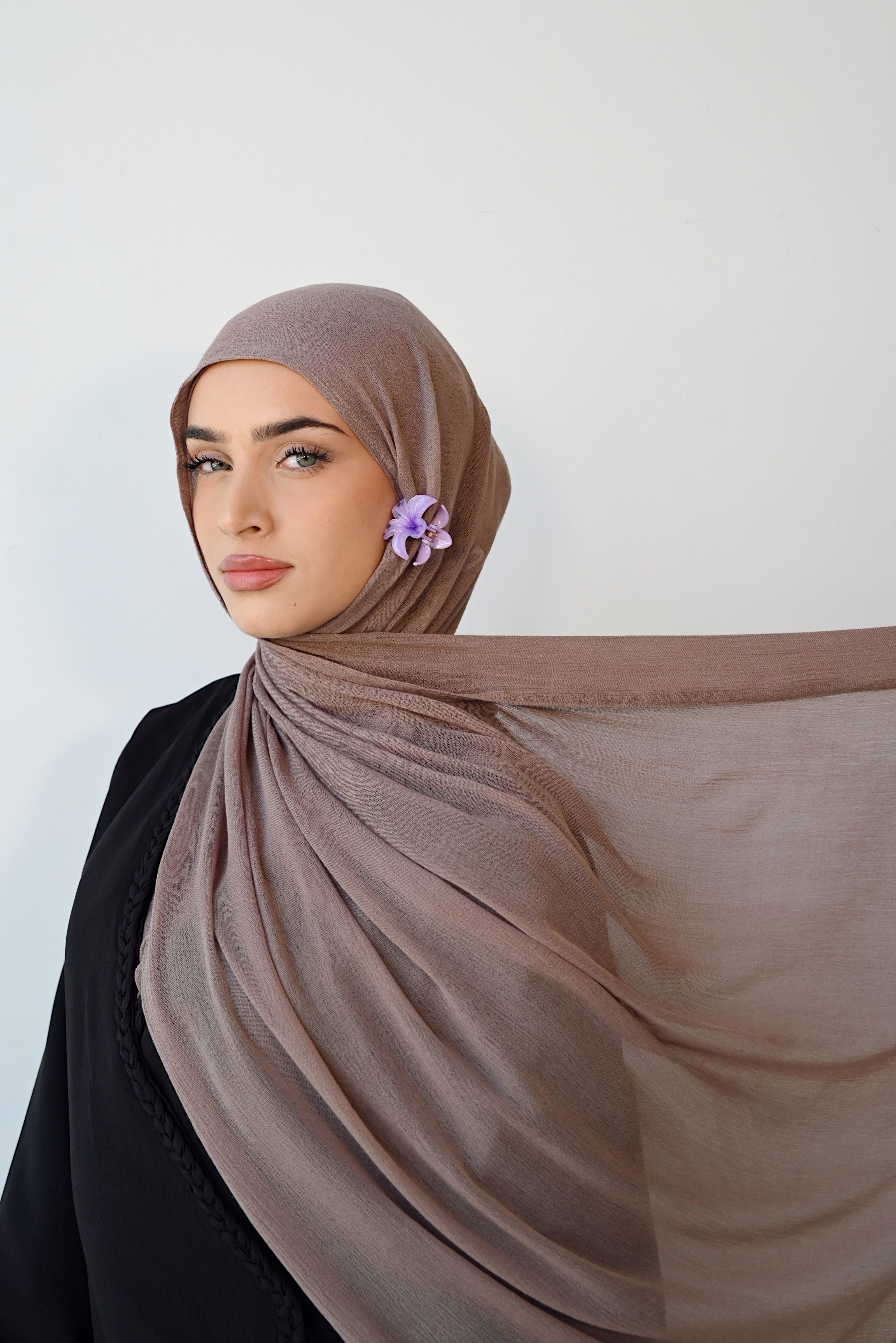 Muted plum Soft crinkle Hijab set