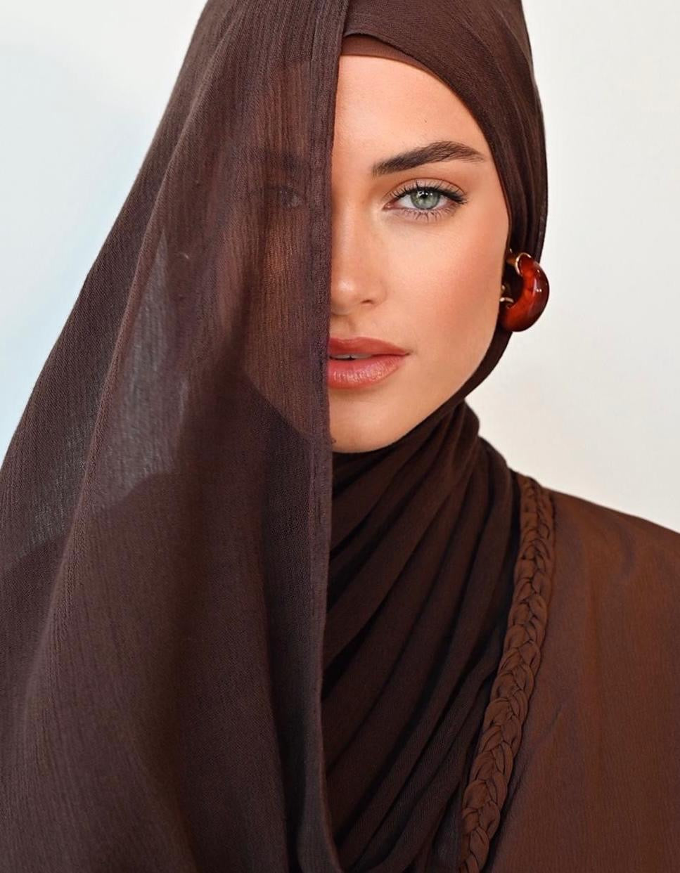 Chocolate truffle Soft crinkle Hijab set.                                    5 left