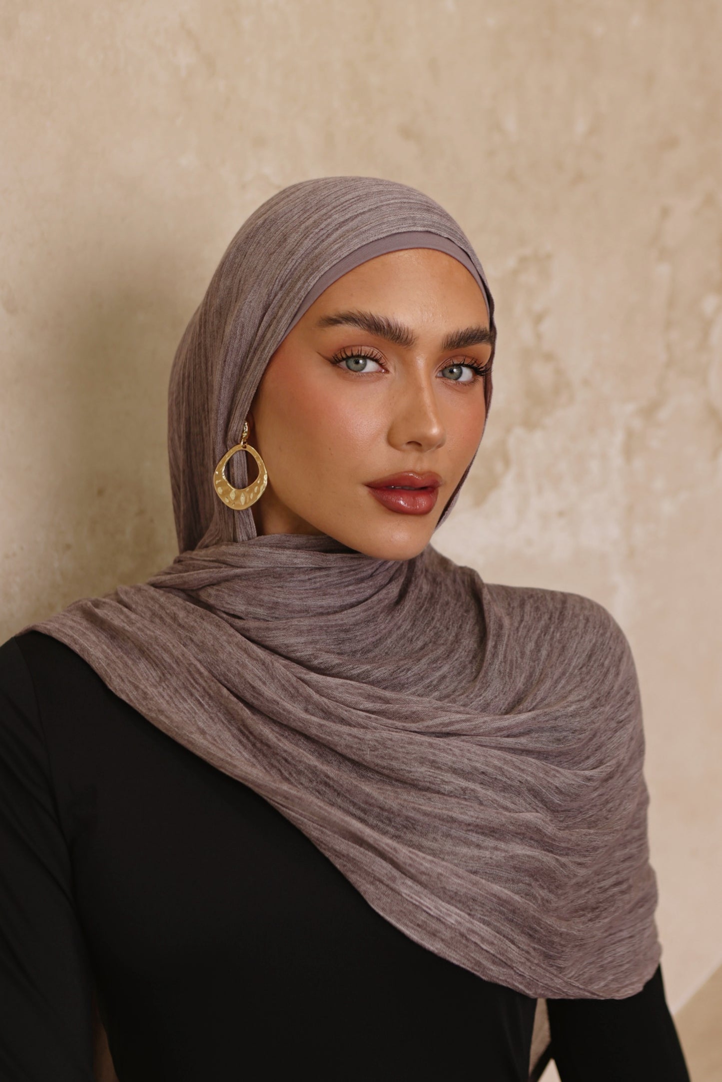 Mauve Textured Hijab Set