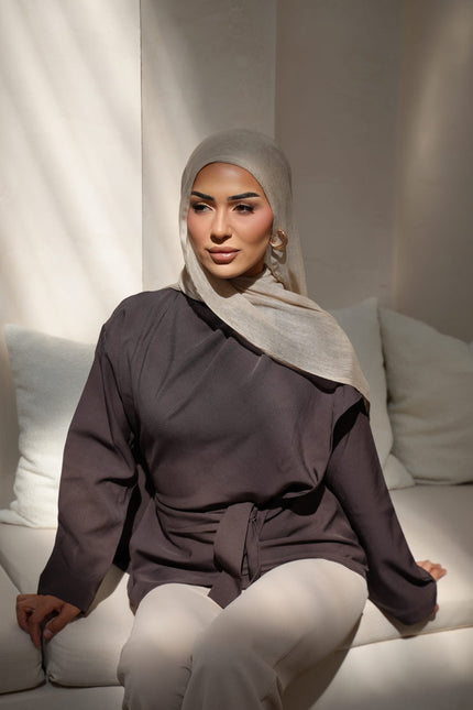 Linen textured hijab set.          Low stock