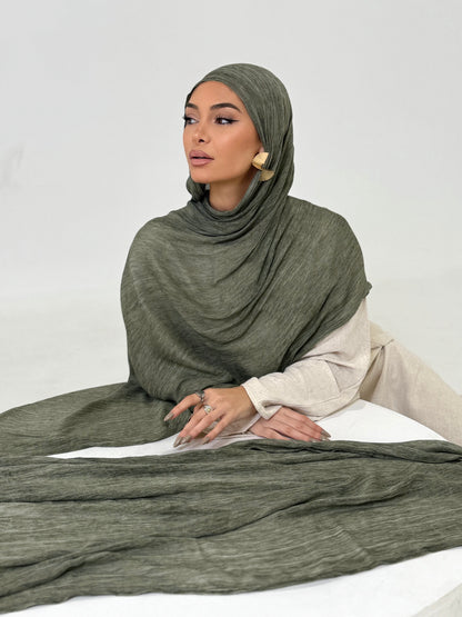 Sage textured hijab set