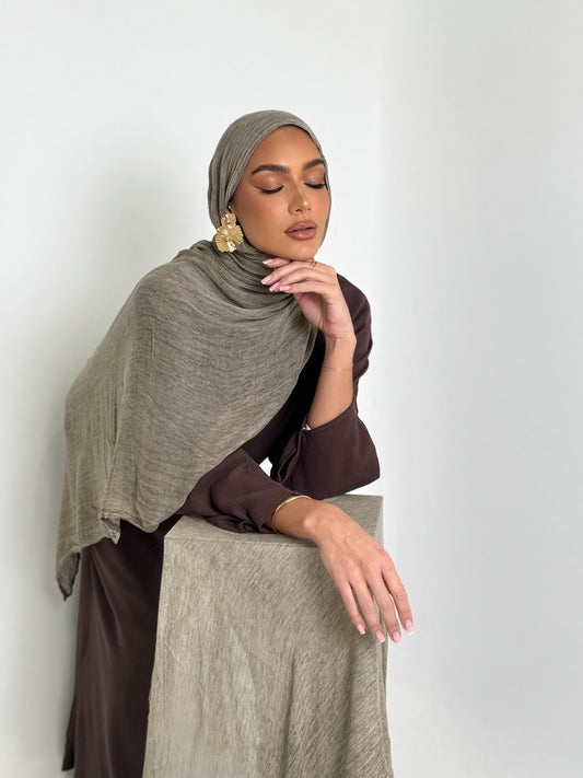 Greige textured hijab set