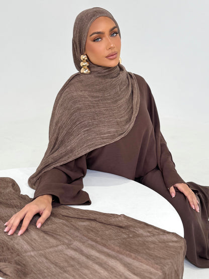 Hazelnut Textured Hijab Set