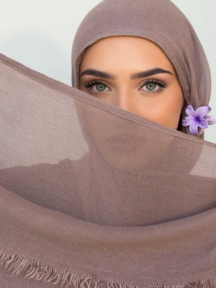 Muted plum Soft crinkle Hijab set