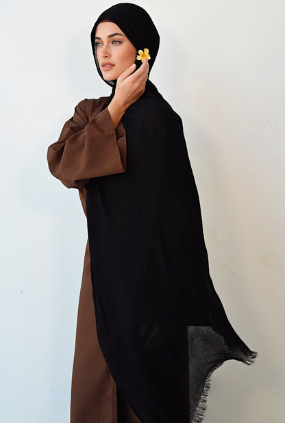 Noir Soft crinkle Hijab set